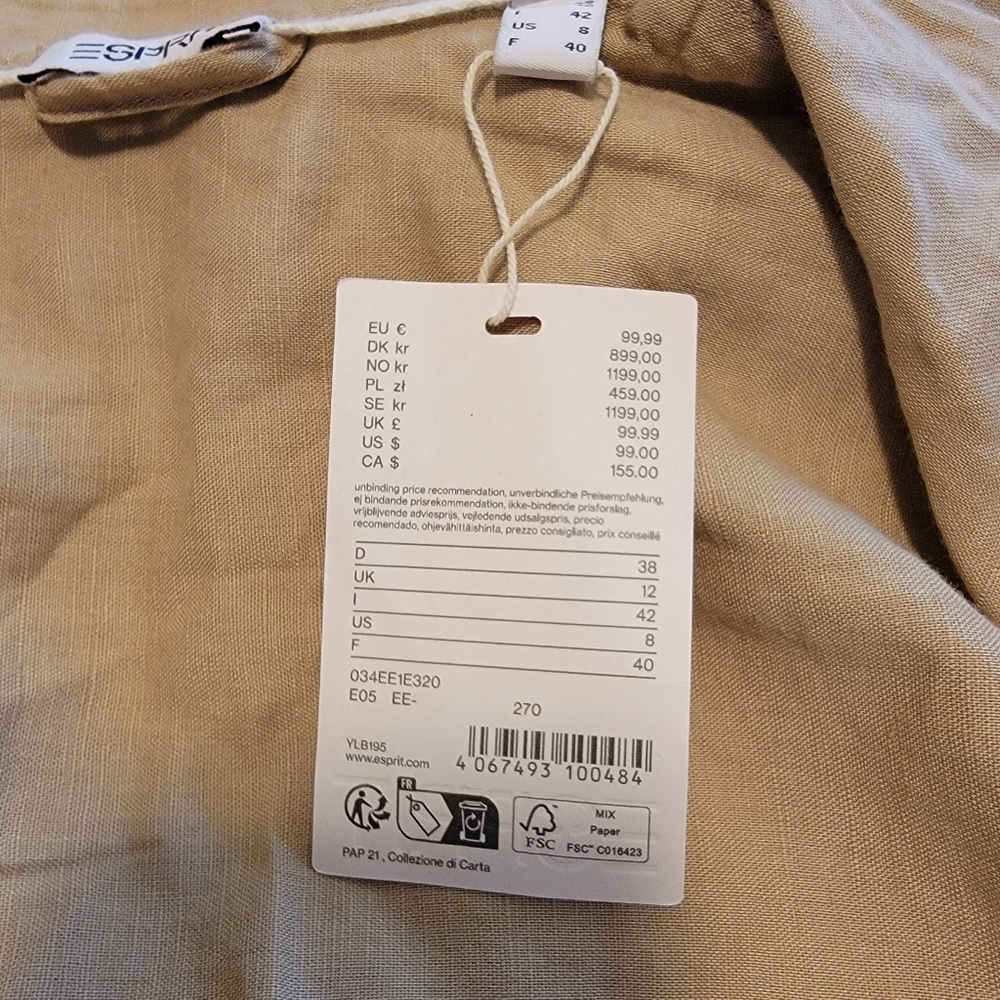 Esprit NWT Oversized Button Down Trench Coat Dress Size 8 - Picture 8 of 10